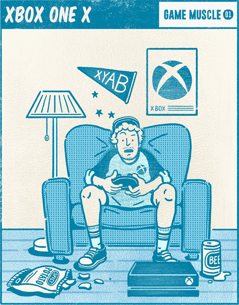 x box를 하고있는 남자 일러스트