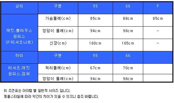 사이즈 조건표