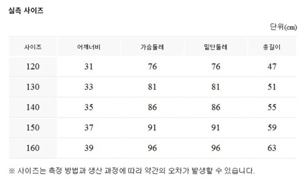 사이즈표