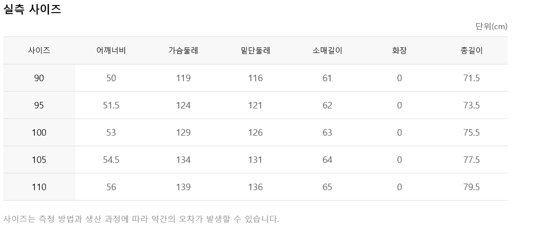 실측 사이즈