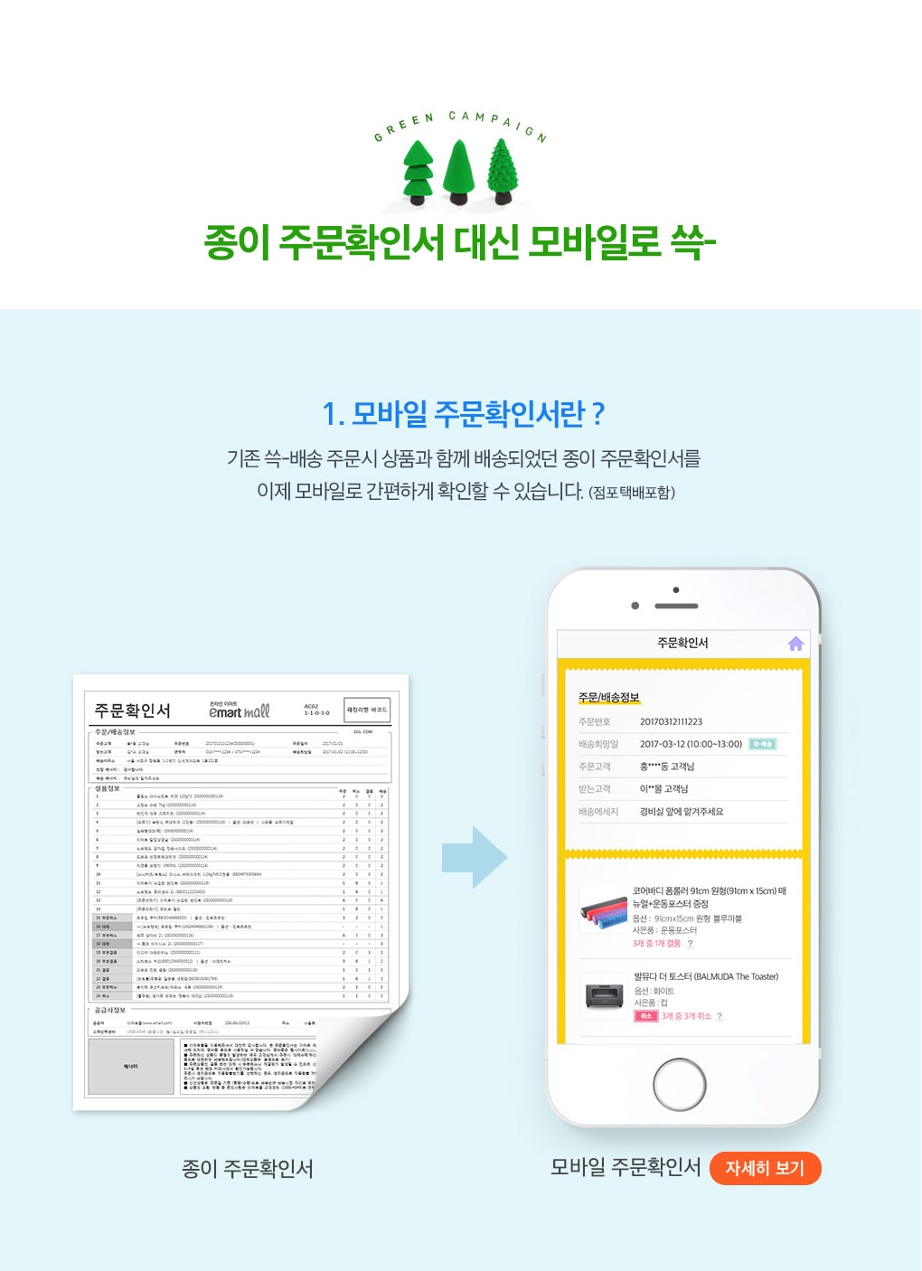쓱-배송 상품 주문시 결제하기 페이지에서 선택 가능합니다. 모바일 주문확인서는 기본으로 발송되며, 종이 주문확인서는 추가로 선택 가능합니다.